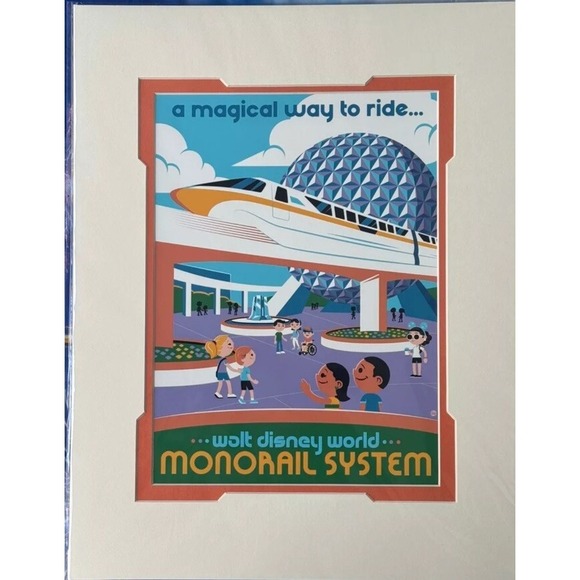 2025 Disney Parks Dave Perillo Epcot Monorail Magical Way To Ride 14x18" Print‎ - Picture 1 of 2